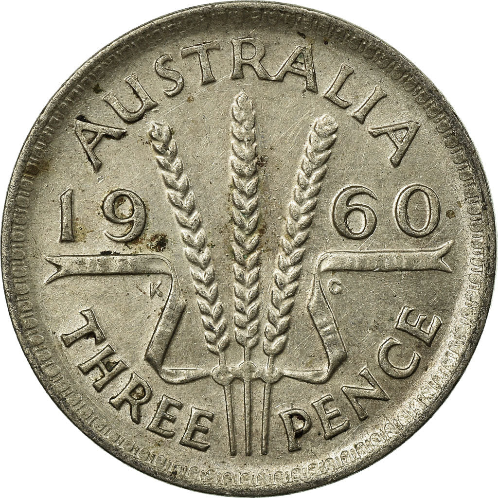 Coin, Australia, Elizabeth II, Threepence, 1960, Melbourne, EF(40-45), Silver