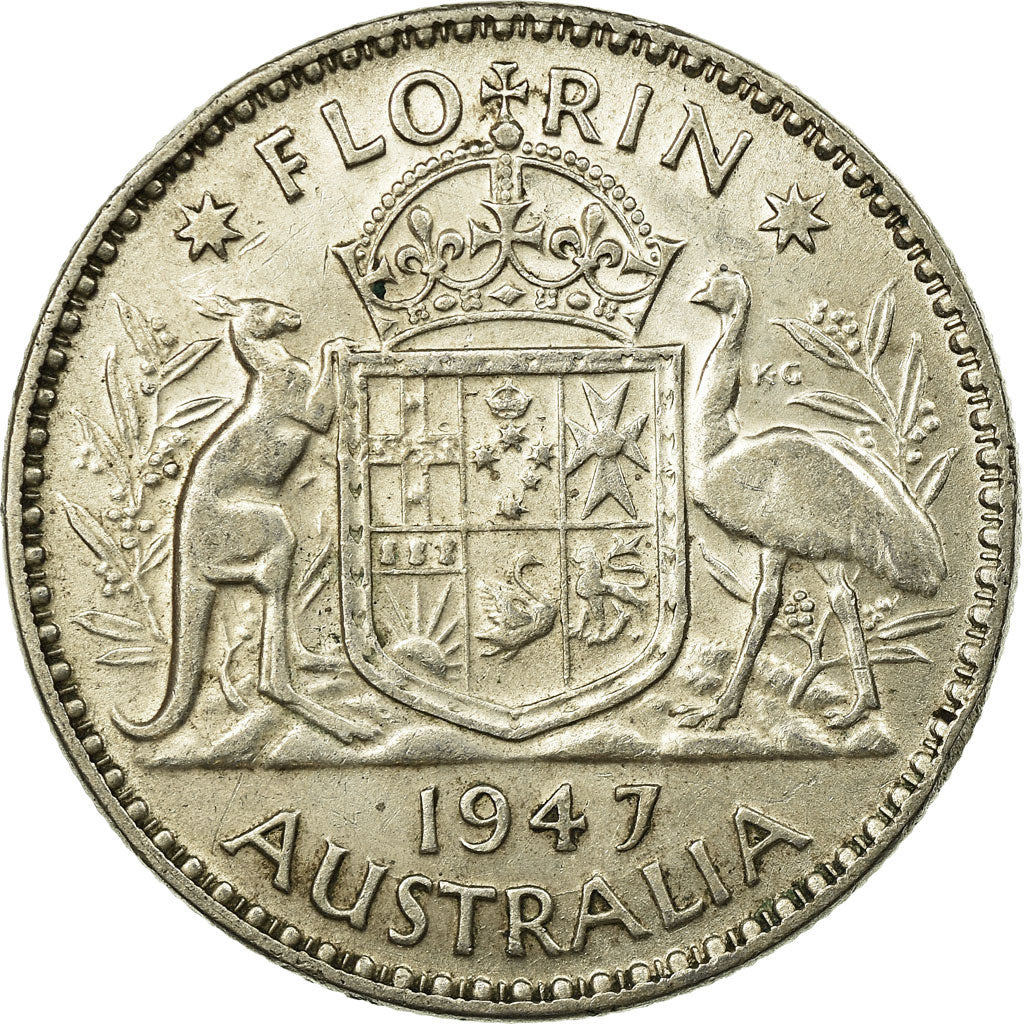 Coin, Australia, George VI, Florin, 1947, Melbourne, EF(40-45), Silver, KM:40a