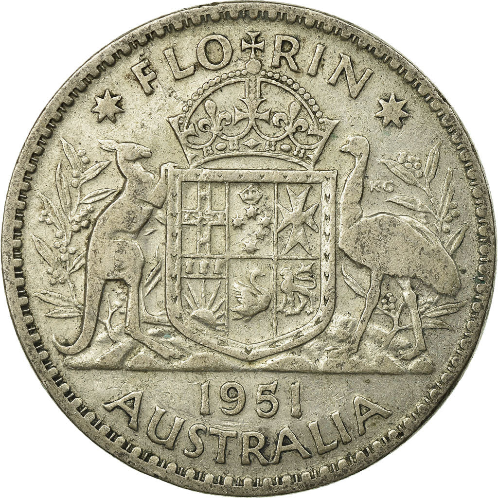 Coin, Australia, George VI, Florin, 1951, Melbourne, EF(40-45), Silver, KM:48