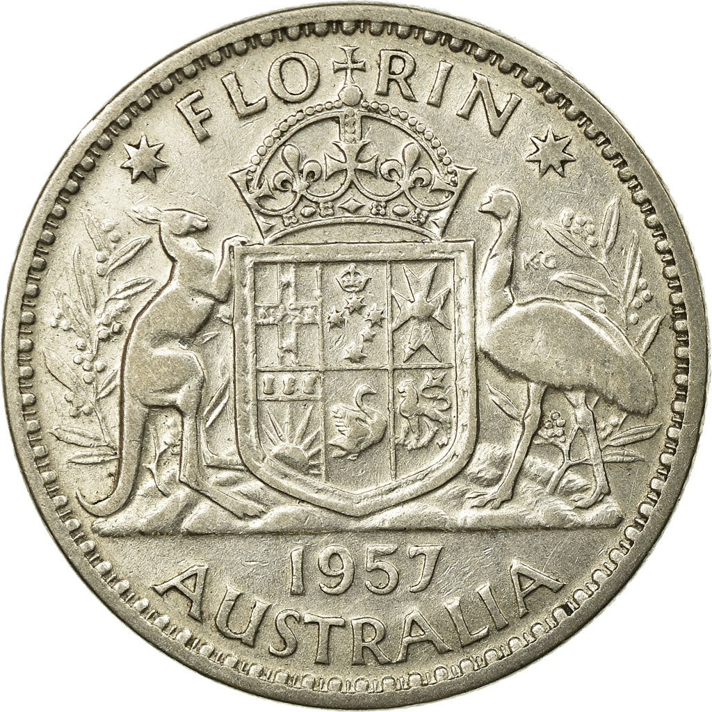 Monnaie, Australie, Elizabeth II, Florin, 1957, Melbourne, TTB, Argent, KM:60