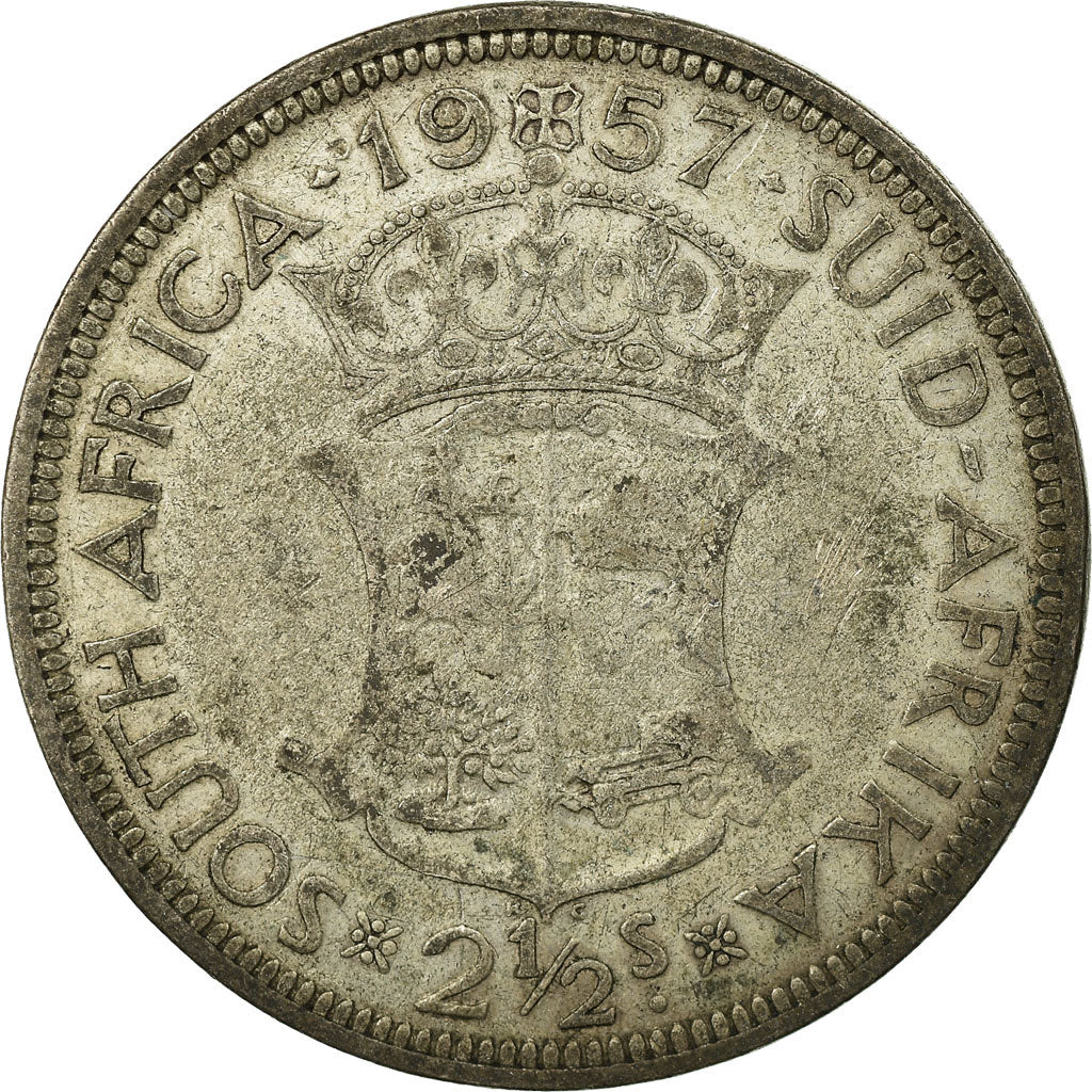 Münze, Südafrika, Elizabeth II, 2-1/2 Shillings, 1957, S, Silber, KM:51