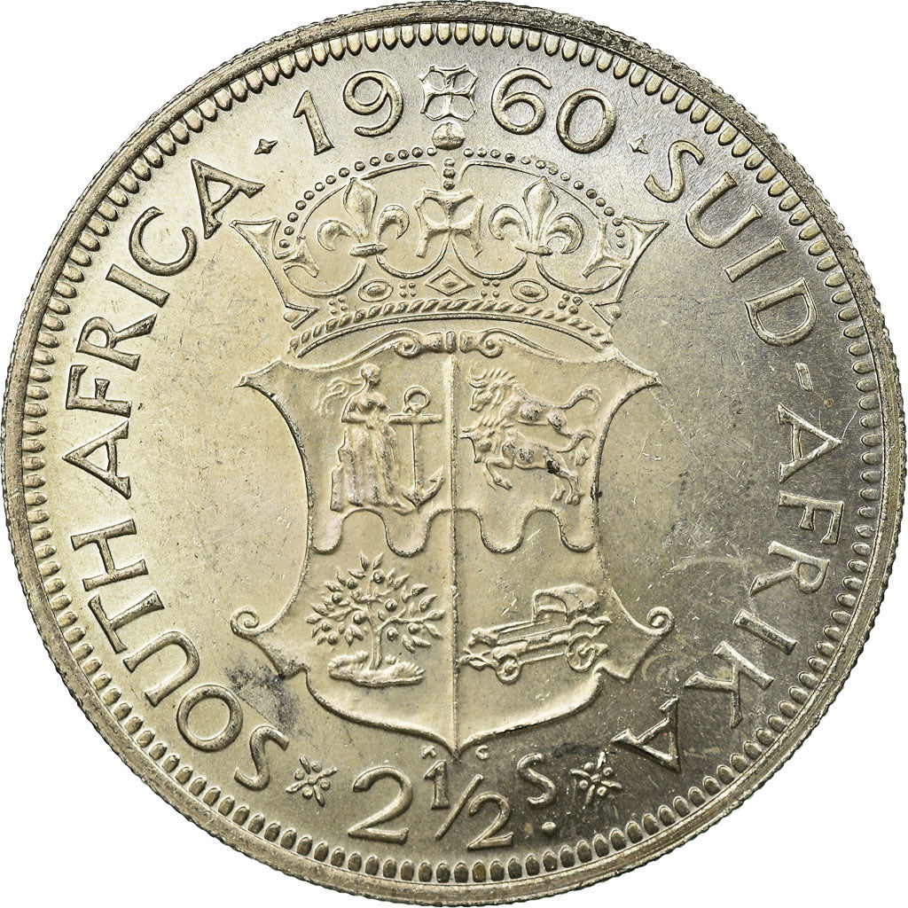 Coin, South Africa, Elizabeth II, 2-1/2 Shillings, 1960, EF(40-45), Silver
