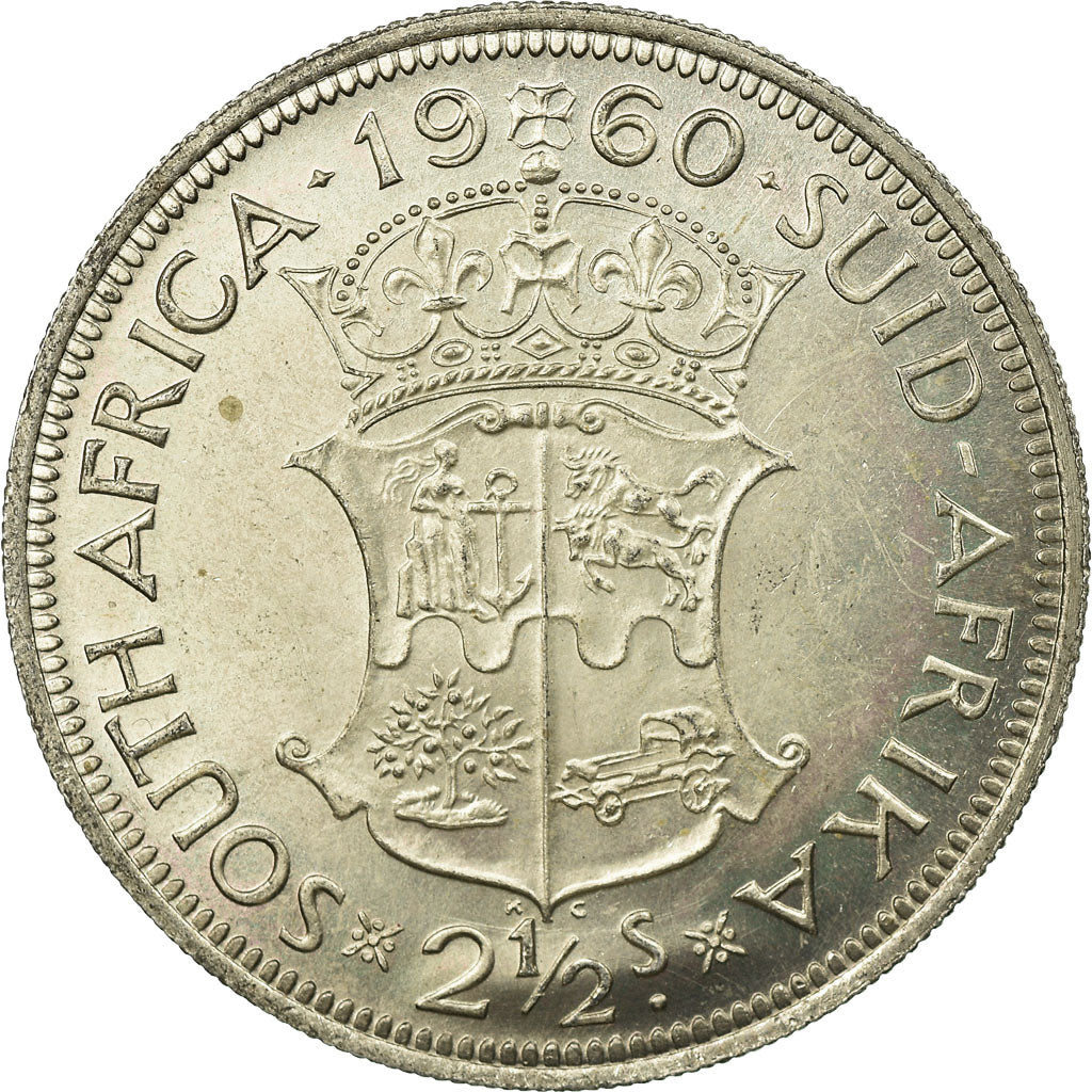 Coin, South Africa, Elizabeth II, 2-1/2 Shillings, 1960, EF(40-45), Silver
