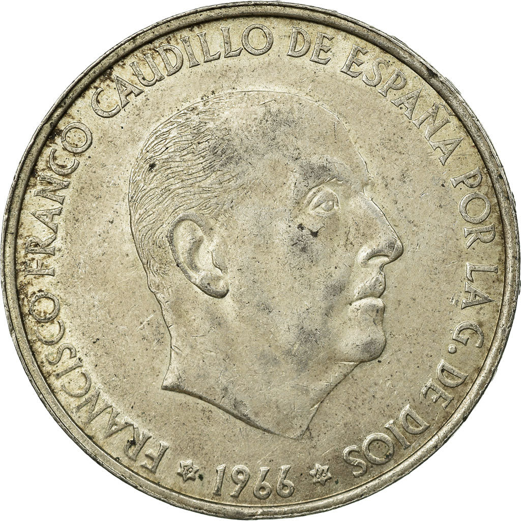 Coin, Spain, Caudillo and regent, 100 Pesetas, 1966, EF(40-45), Silver, KM:797