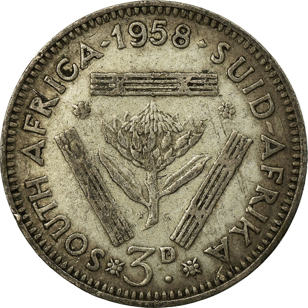 Coin, South Africa, Elizabeth II, 3 Pence, 1958, EF(40-45), Silver, KM:47