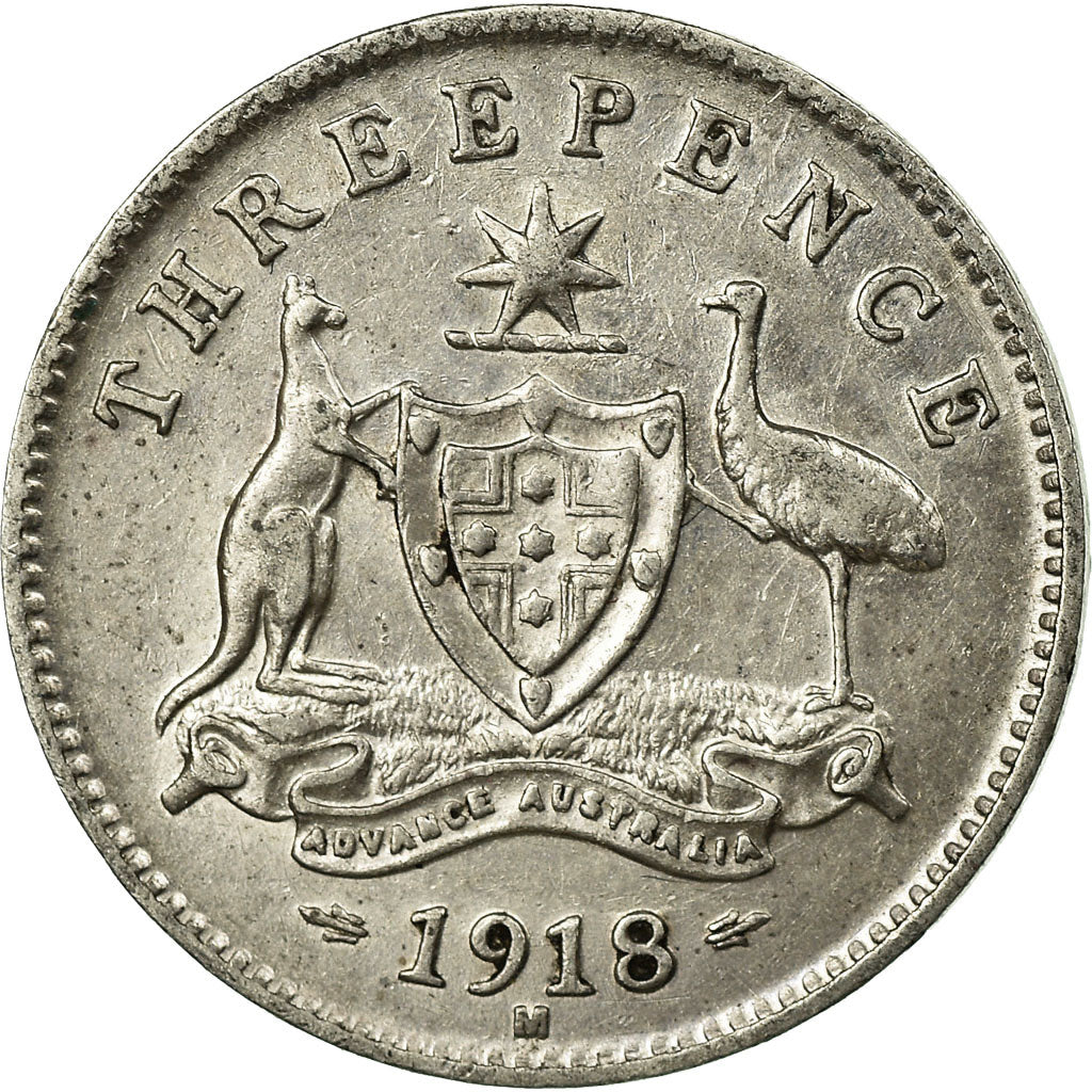 Coin, Australia, George V, Threepence, 1918, EF(40-45), Silver, KM:24