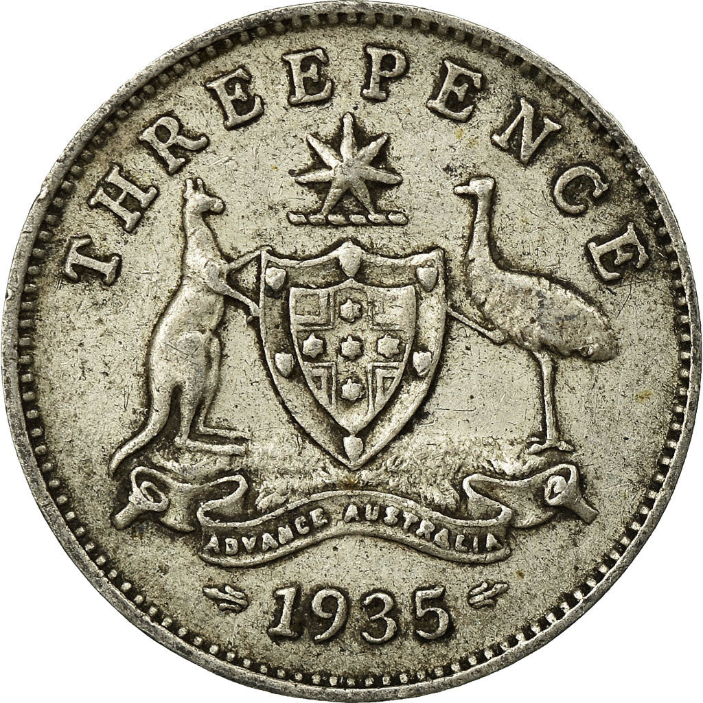 Coin, Australia, George V, Threepence, 1935, EF(40-45), Silver, KM:24