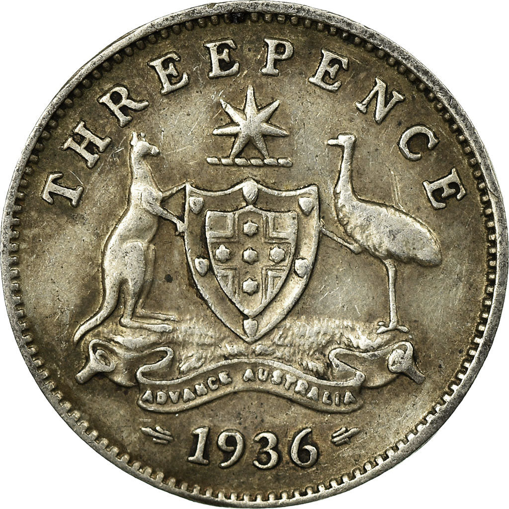 Coin, Australia, George V, Threepence, 1936, EF(40-45), Silver, KM:24