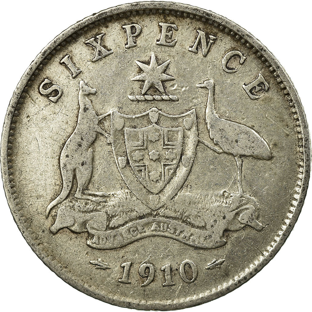 Coin, Australia, Edward VII, Sixpence, 1910, London, VF(20-25), Silver, KM:19