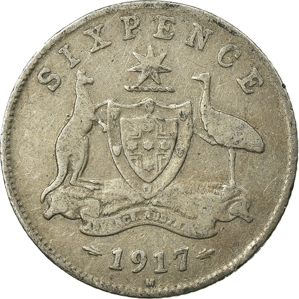 Coin, Australia, George V, Sixpence, 1917, VF(30-35), Silver, KM:25