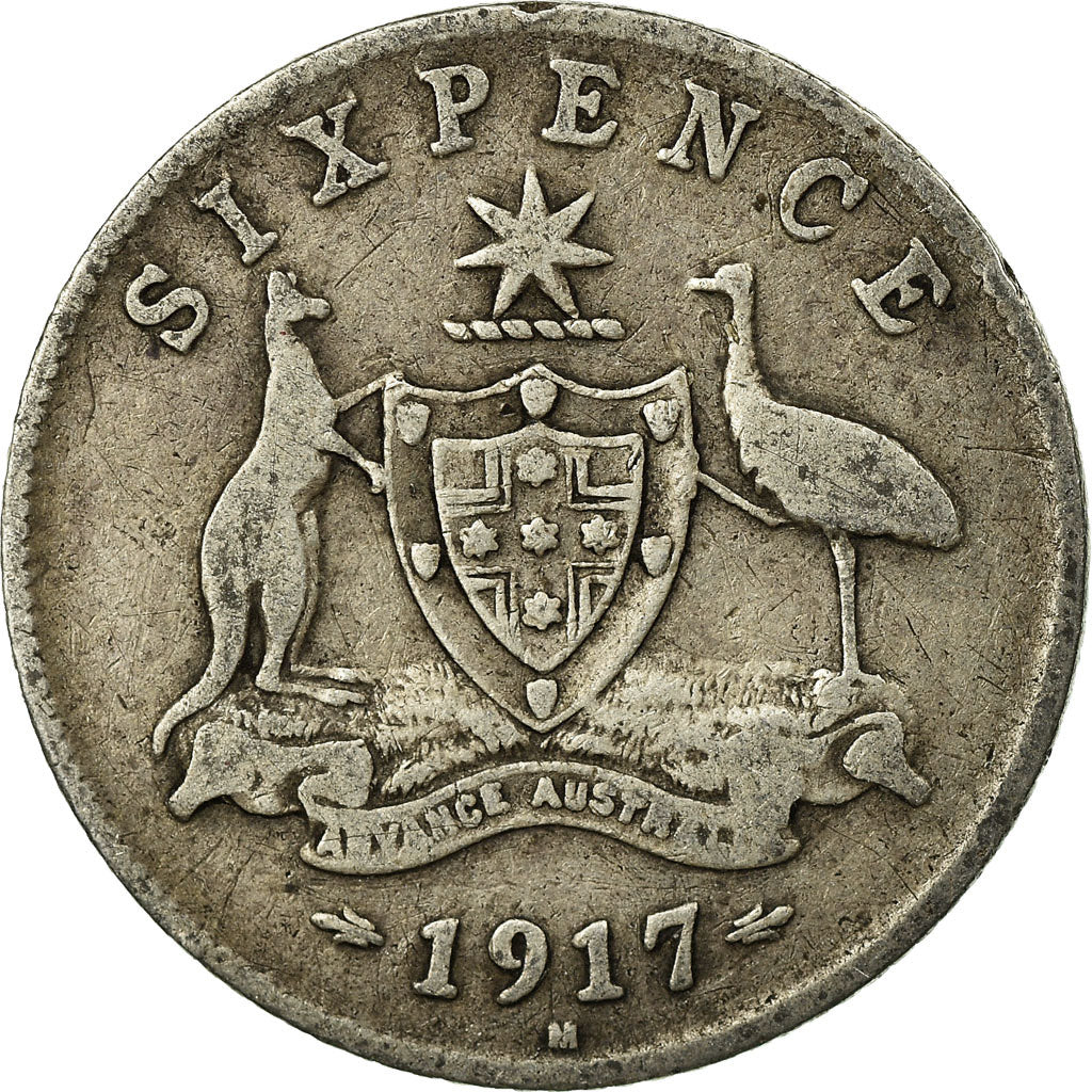 Coin, Australia, George V, Sixpence, 1917, VF(30-35), Silver, KM:25