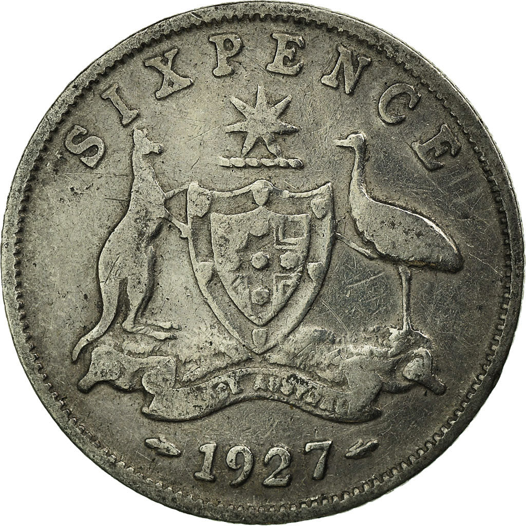 Coin, Australia, George V, Sixpence, 1927, EF(40-45), Silver, KM:25