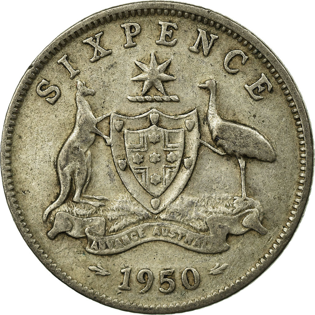 Coin, Australia, George VI, Sixpence, 1950, EF(40-45), Silver, KM:45