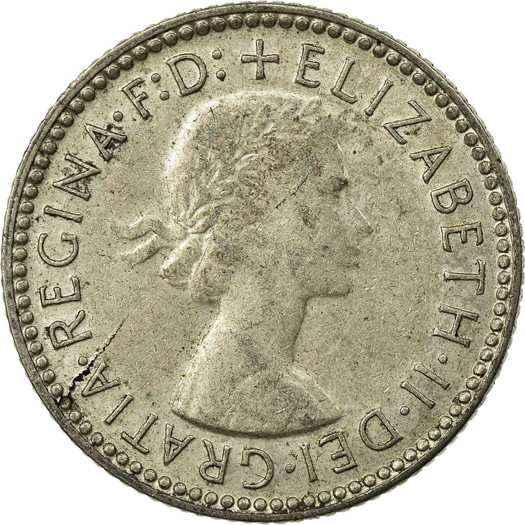 Coin, Australia, Elizabeth II, Sixpence, 1955, Melbourne, EF(40-45), Silver