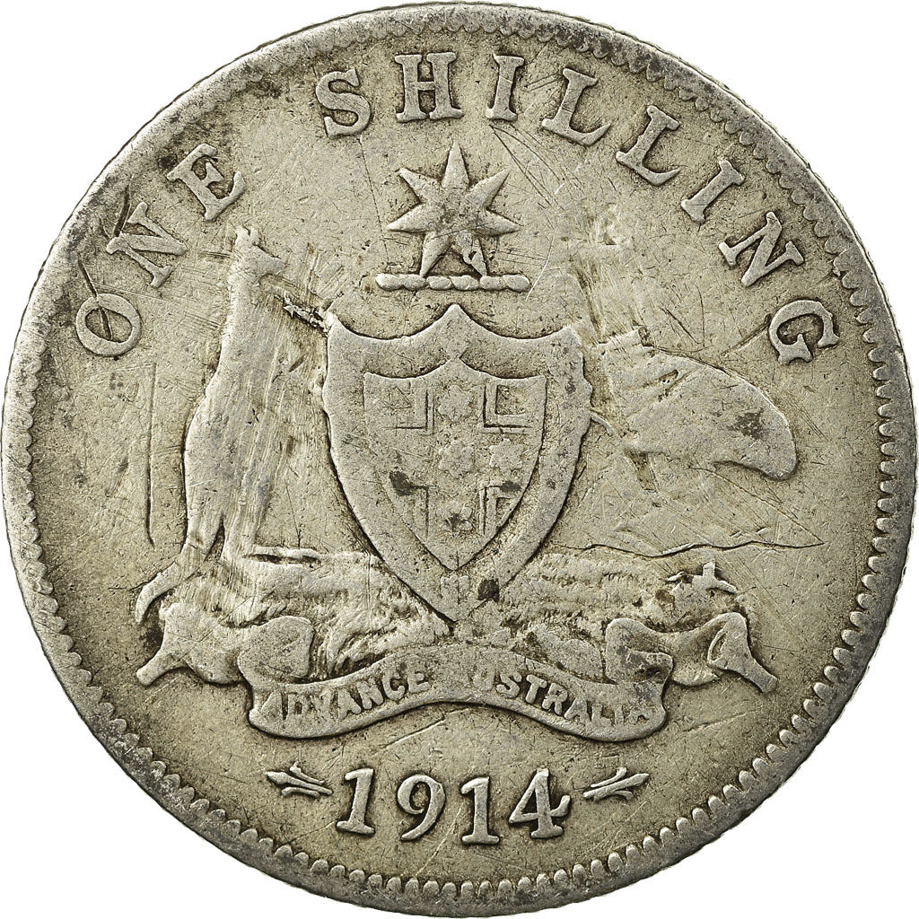 Coin, Australia, George V, Shilling, 1914, VF(30-35), Silver, KM:26
