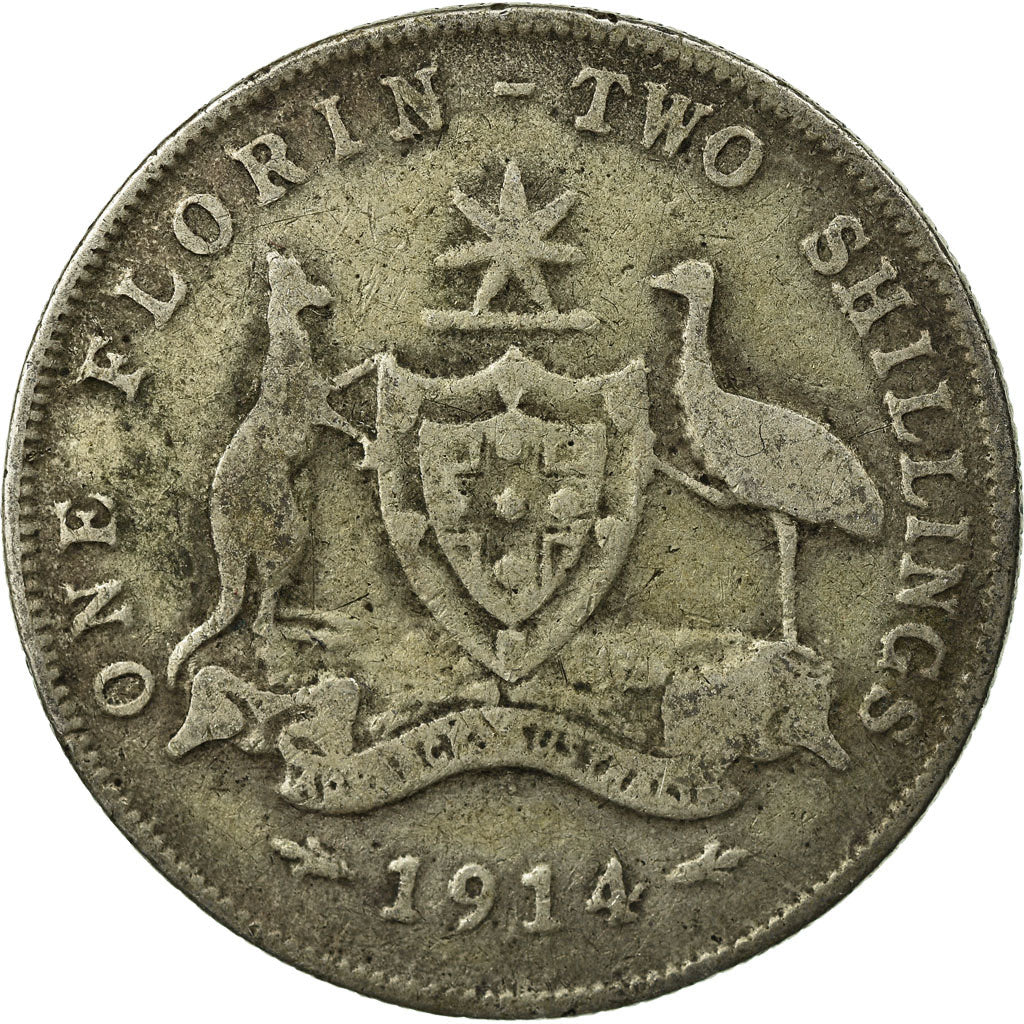 Coin, Australia, George V, Florin, 1914, VF(30-35), Silver, KM:27