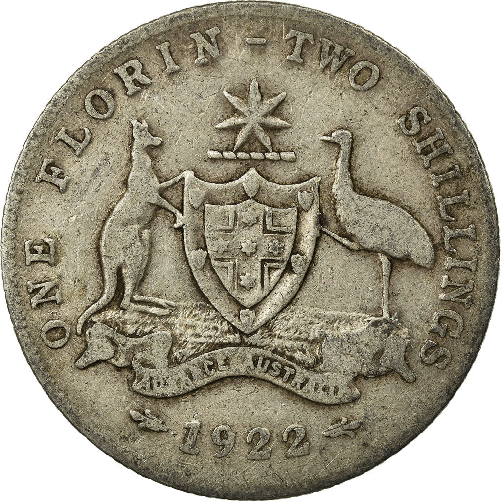 Coin, Australia, George V, Florin, 1922, VF(30-35), Silver, KM:27