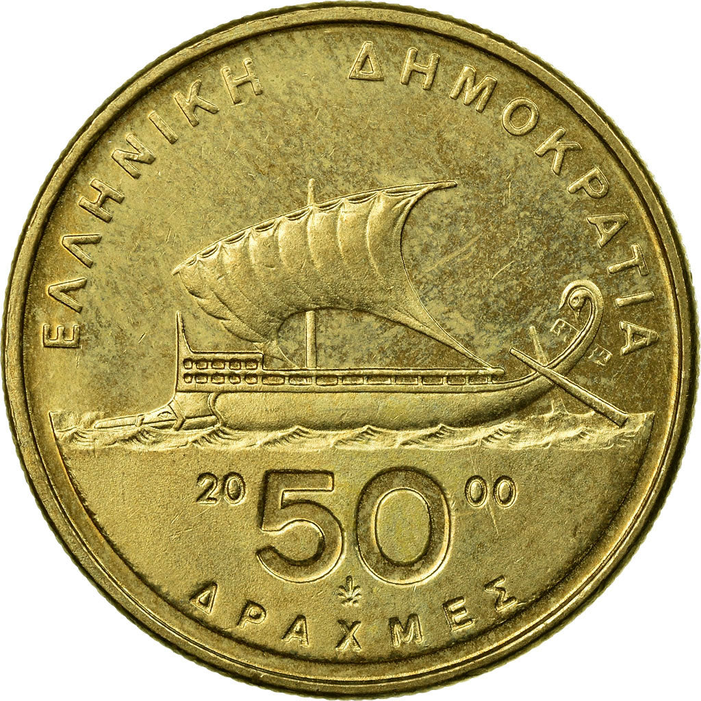 Monnaie, Grèce, 50 Drachmes, 2000, SUP, Aluminum-Bronze, KM:147