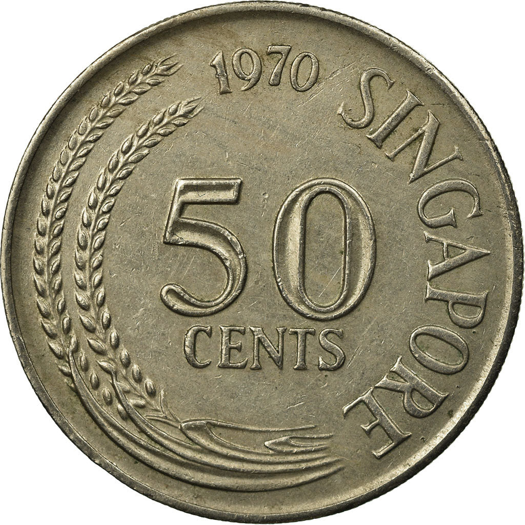 Coin, Singapore, 50 Cents, 1970, Singapore Mint, EF(40-45), Copper-nickel, KM:5