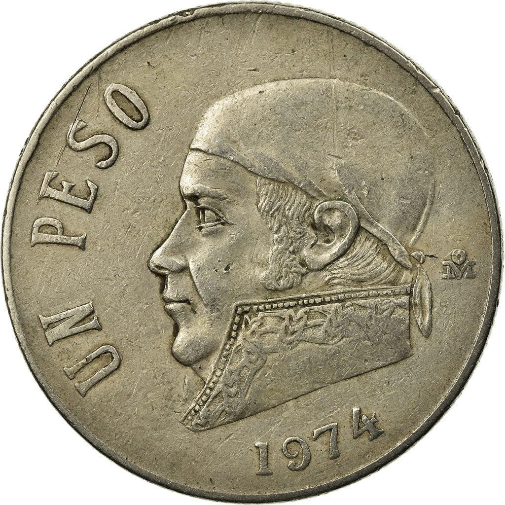 Coin, Mexico, Peso, 1974, Mexico City, EF(40-45), Copper-nickel, KM:460