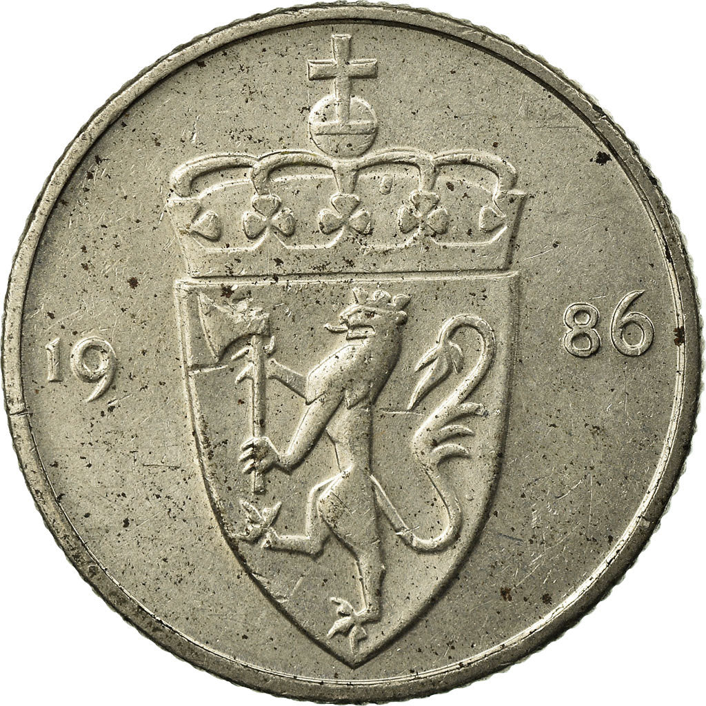 Moeda, Noruega, Olav V, 50 Öre, 1986, EF(40-45), Cobre-níquel, KM:418