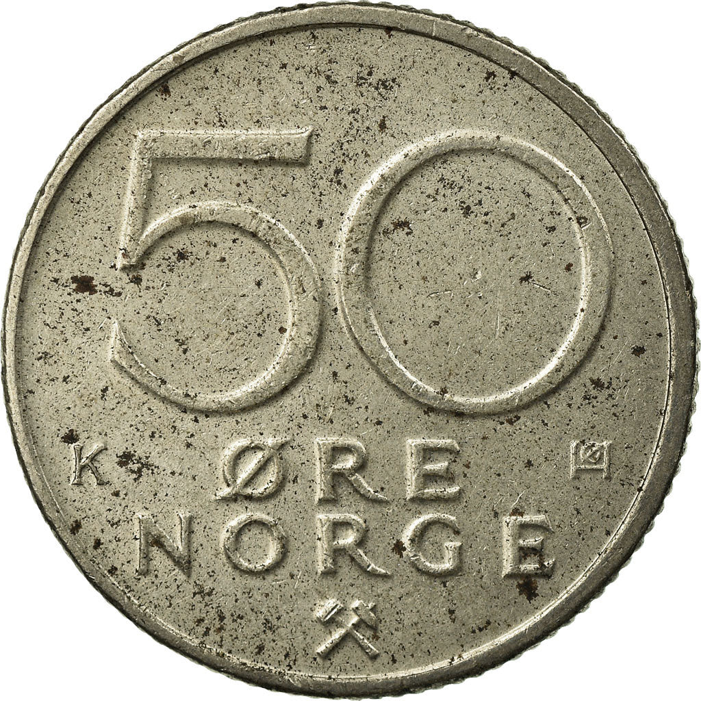 Moeda, Noruega, Olav V, 50 Öre, 1986, EF(40-45), Cobre-níquel, KM:418