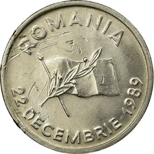 Coin, Romania, 10 Lei, 1990, AU(55-58), Nickel Clad Steel, KM:108