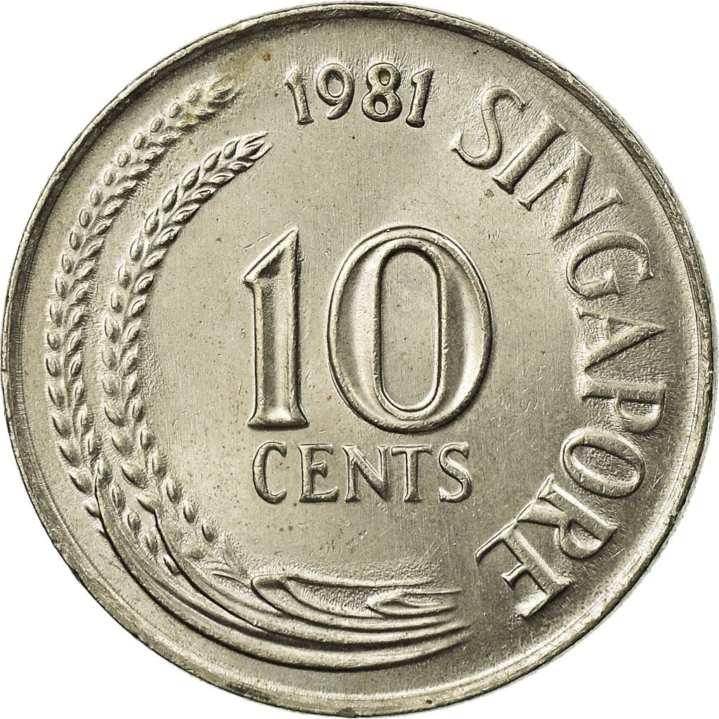Moneta, Singapur, 10 Cents, 1981, Singapore Mint, EF(40-45), Miedź-Nikiel, KM:3