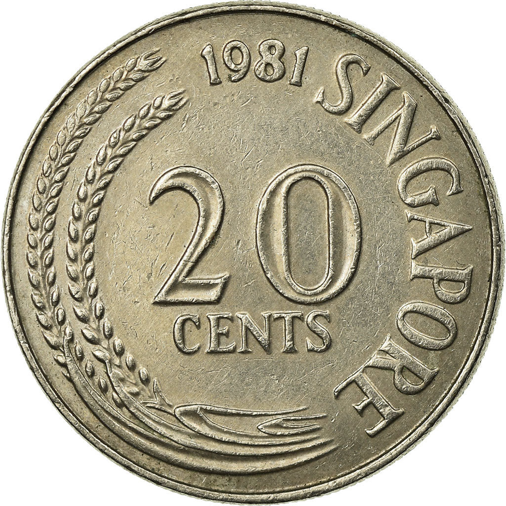 Moneta, Singapur, 20 Cents, 1981, Singapore Mint, EF(40-45), Miedź-Nikiel, KM:4