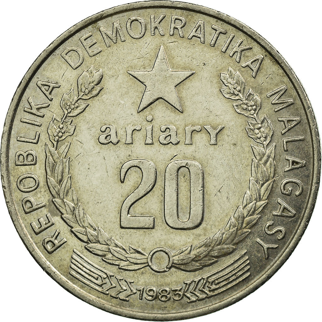 Coin, Madagascar, 20 Ariary, 1983, EF(40-45), Copper-nickel, KM:14b