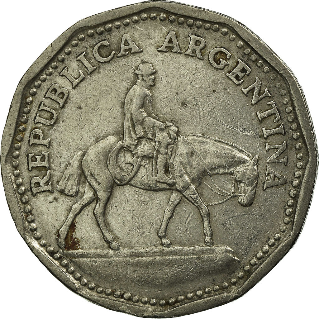 Moneda, Argentina, 10 Pesos, 1965, MBC, Níquel recubierto de acero, KM:60