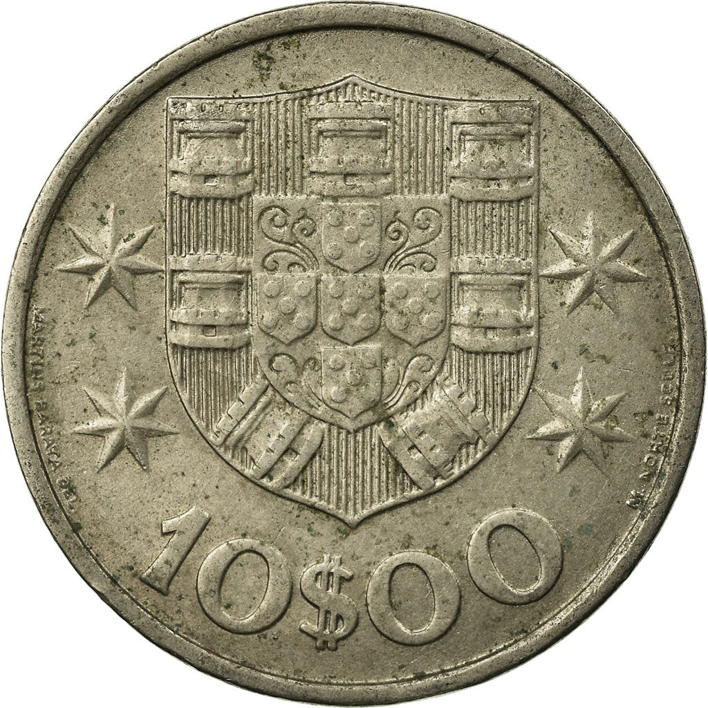 Moneda, Portugal, 10 Escudos, 1973, MBC, Cobre - níquel recubierto de níquel