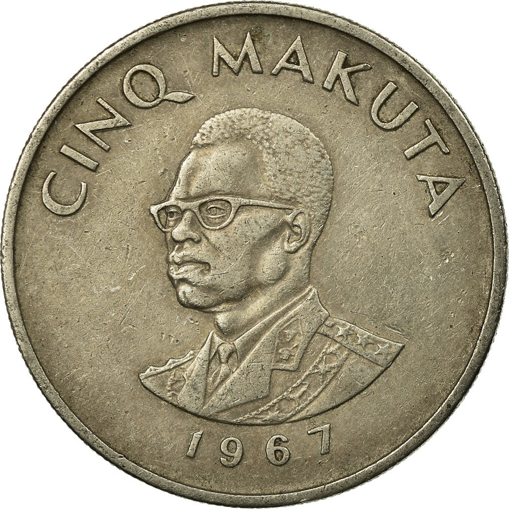 Coin, CONGO, DEMOCRATIC REPUBLIC, 5 Makuta, 1967, EF(40-45), Copper-nickel, KM:9