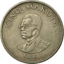 Coin, CONGO, DEMOCRATIC REPUBLIC, 5 Makuta, 1967, EF(40-45), Copper-nickel, KM:9