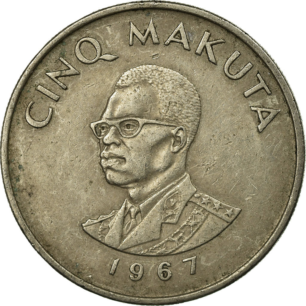 Coin, CONGO, DEMOCRATIC REPUBLIC, 5 Makuta, 1967, EF(40-45), Copper-nickel, KM:9