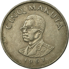 Coin, CONGO, DEMOCRATIC REPUBLIC, 5 Makuta, 1967, EF(40-45), Copper-nickel, KM:9