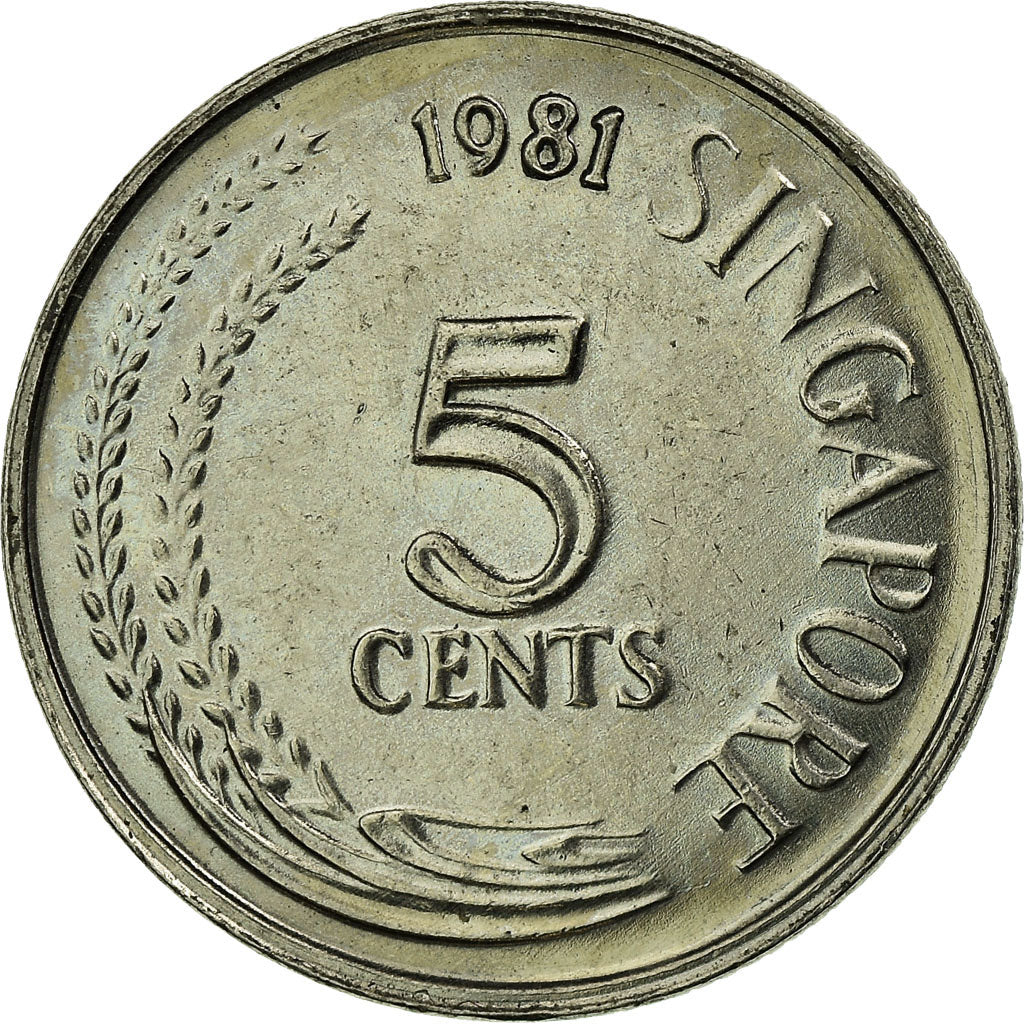 Moneta, Singapur, 5 Cents, 1981, Singapore Mint, EF(40-45), Miedź-Nikiel