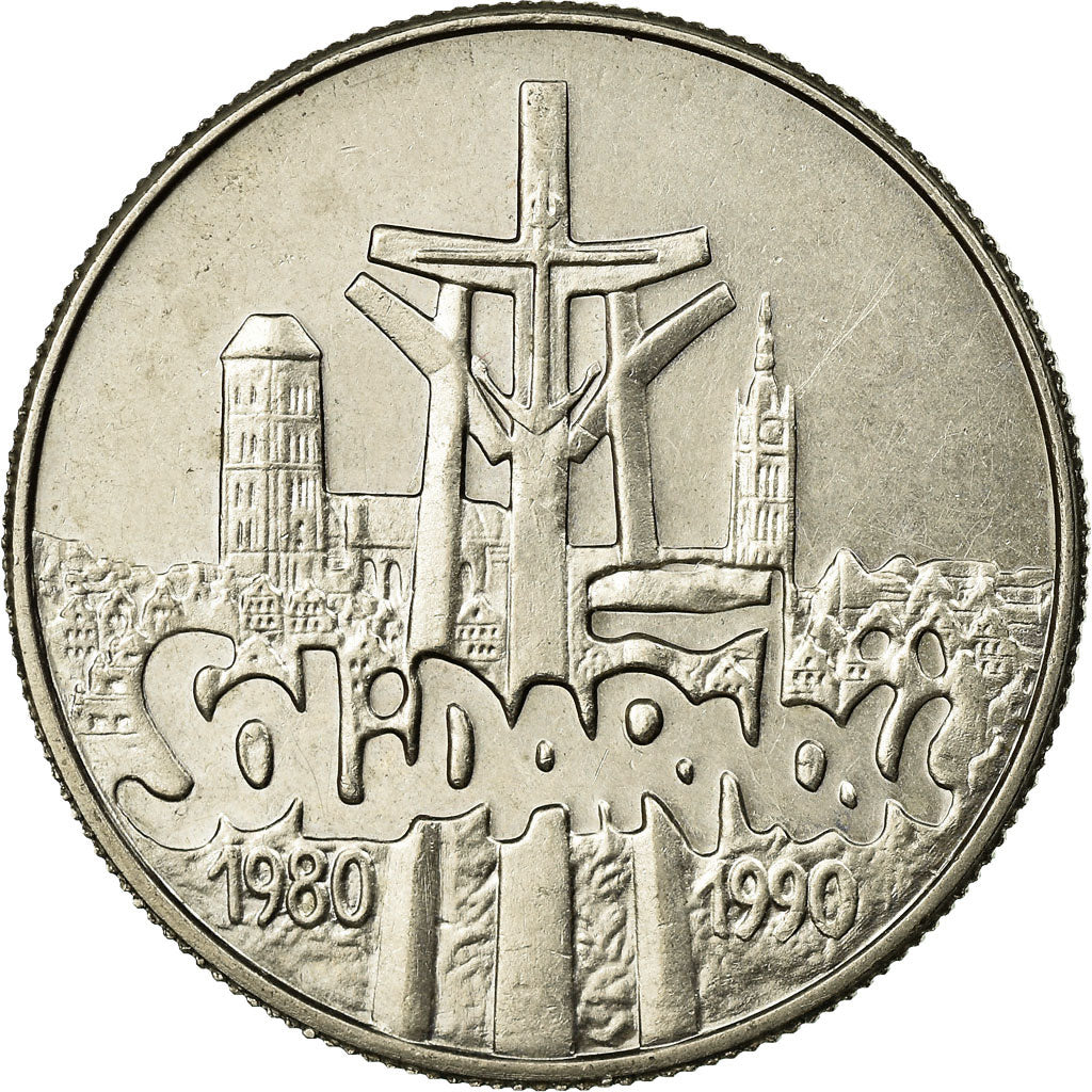 Coin, Poland, 10000 Zlotych, 1990, Warsaw, AU(55-58), Copper-nickel, KM:195