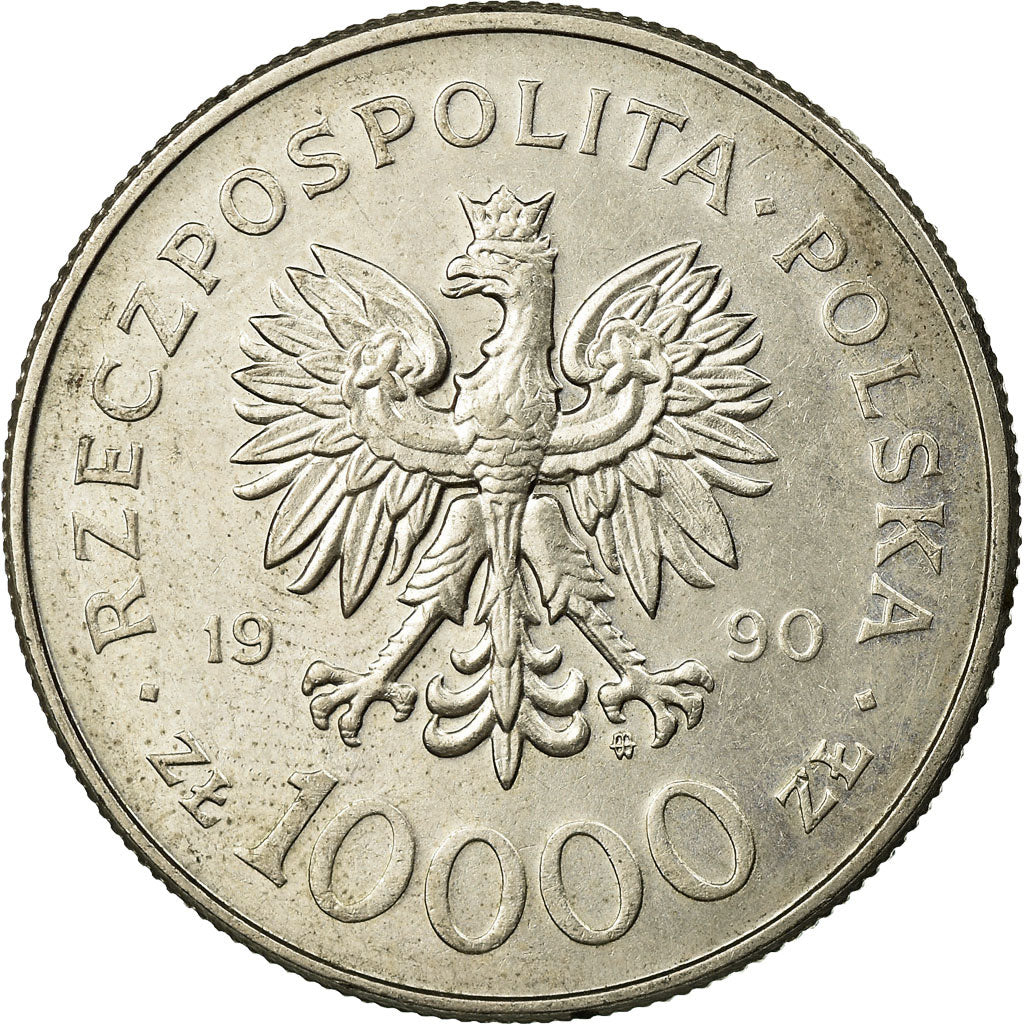 Coin, Poland, 10000 Zlotych, 1990, Warsaw, AU(55-58), Copper-nickel, KM:195