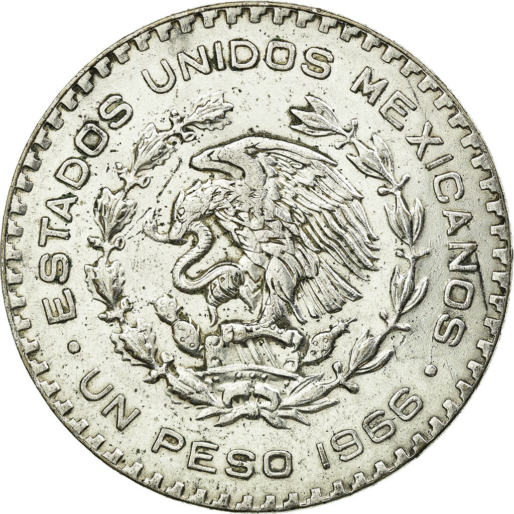 Coin, Mexico, Peso, 1966, Mexico City, VF(30-35), Silver, KM:459
