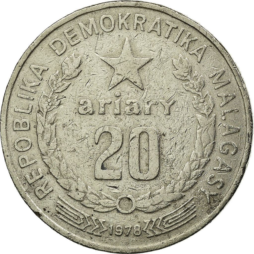 Münze, Madagascar, 20 Ariary, 1978, British Royal Mint, SS, Nickel, KM:14