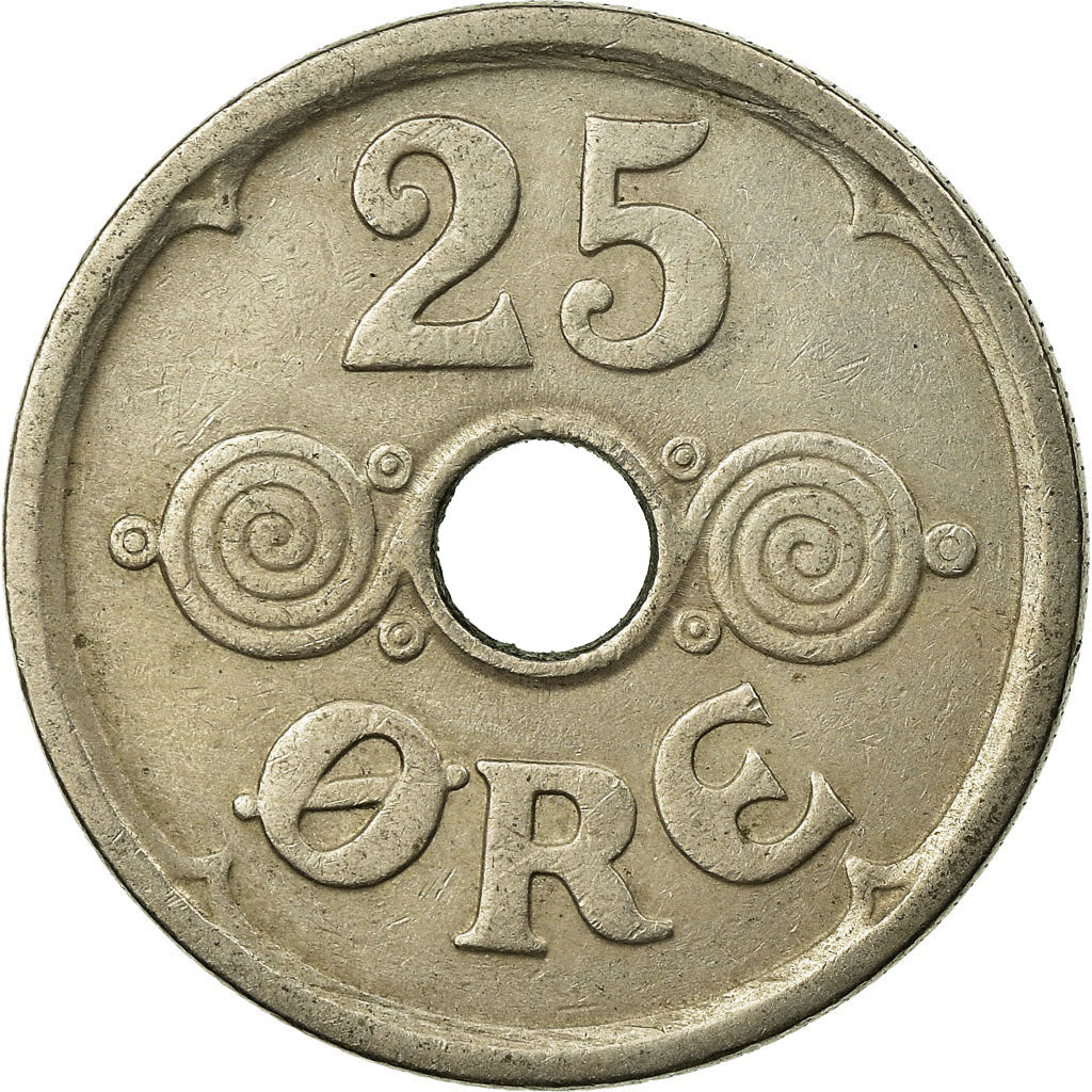 Moeda, Dinamarca, Christian X, 25 Öre, 1939, Copenhagen, EF(40-45)