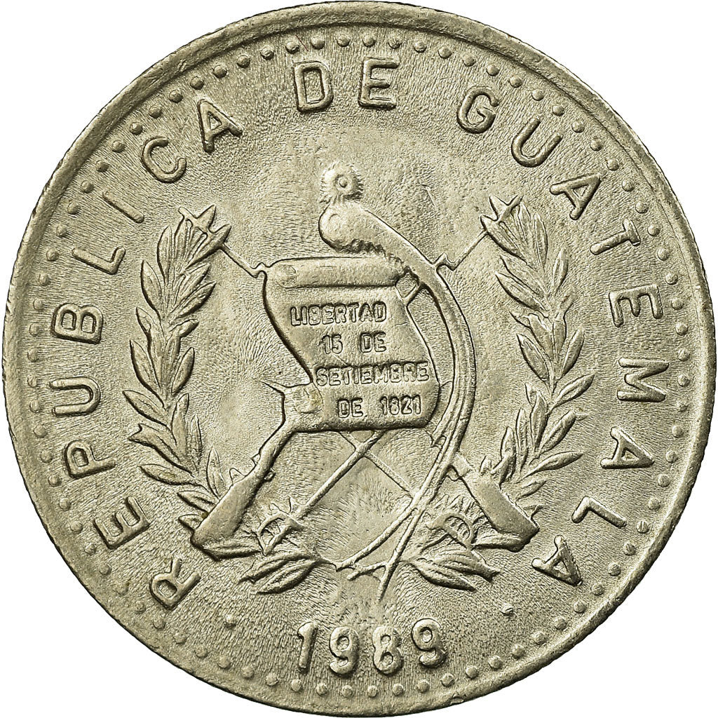 Moneta, Guatemala, 10 Centavos, 1989, SPL-, Rame-nichel, KM:277.5