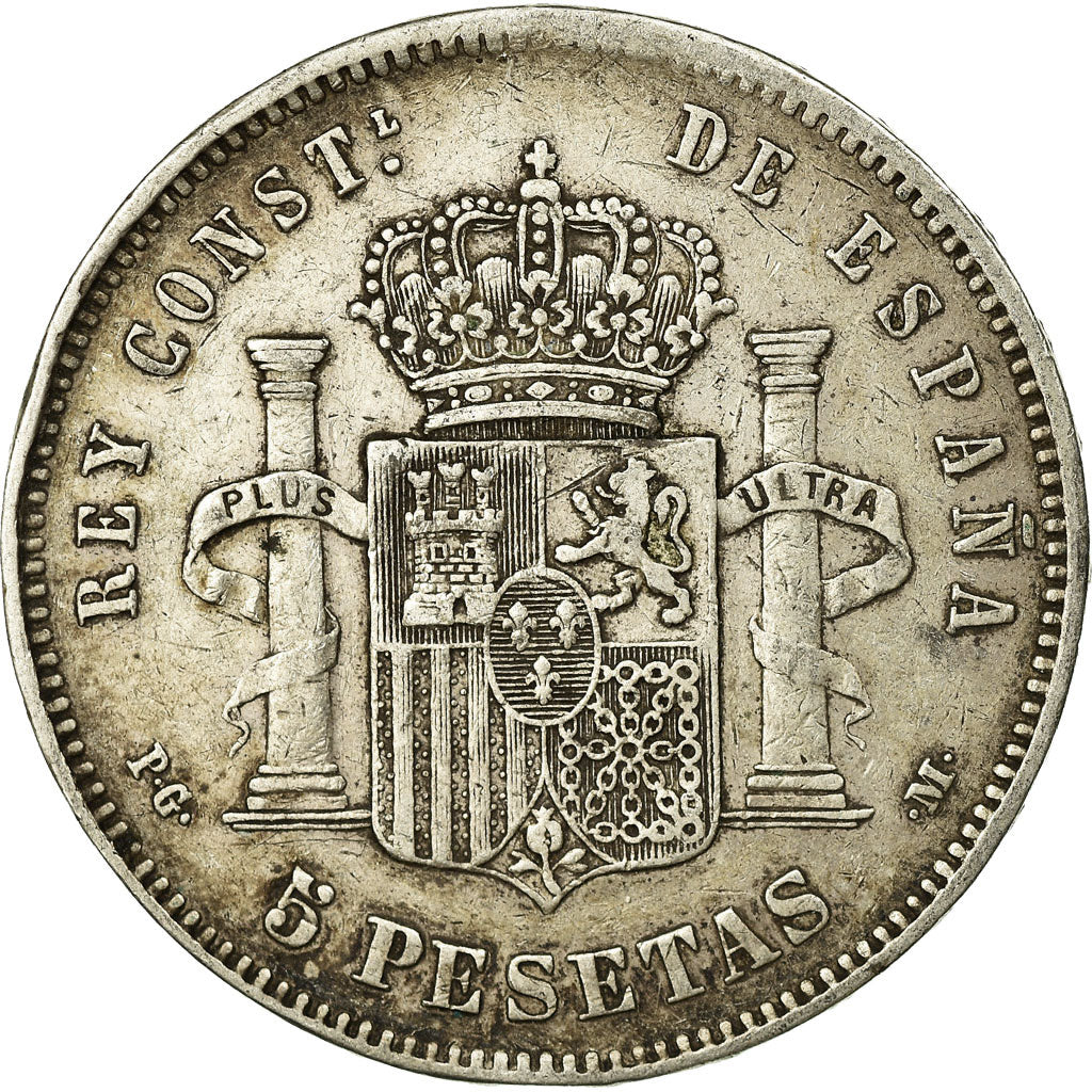 Moneda, España, Alfonso XIII, 5 Pesetas, 1892, BC+, Plata, KM:700