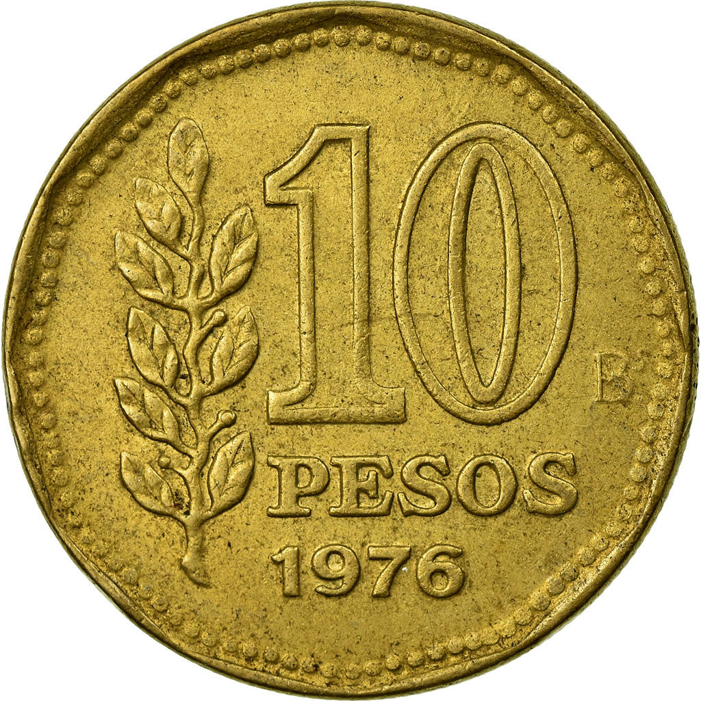 Coin, Argentina, 10 Pesos, 1976, EF(40-45), Aluminum-Bronze, KM:72