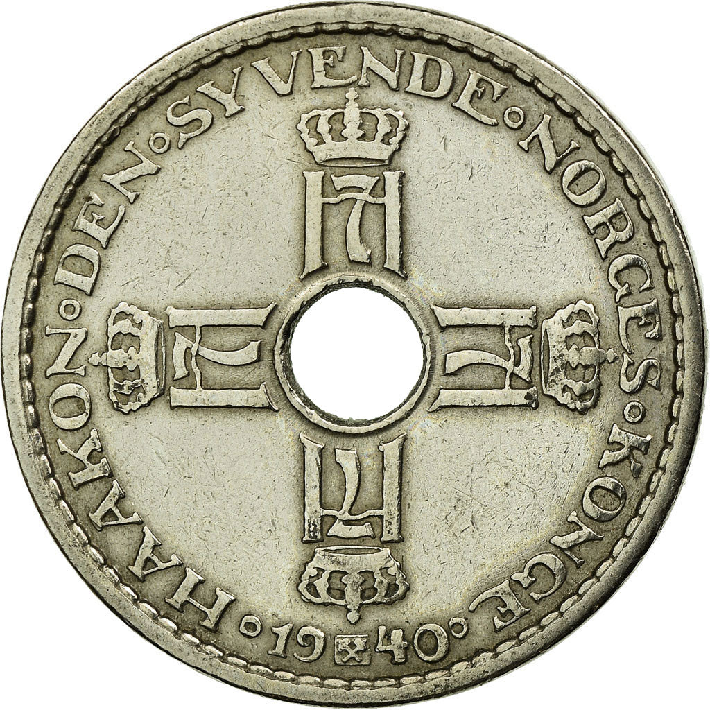 Coin, Norway, Haakon VII, Krone, 1940, EF(40-45), Copper-nickel, KM:385