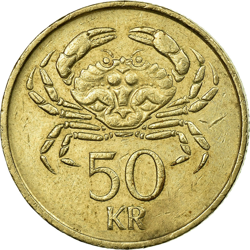 Coin, Iceland, 50 Kronur, 1987, EF(40-45), Nickel-brass, KM:31