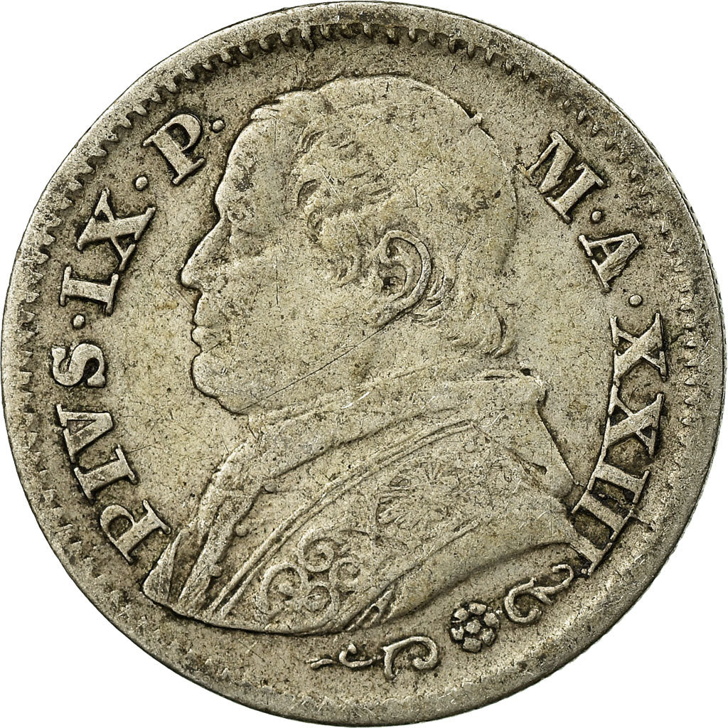 Münze, Italien Staaten, PAPAL STATES, Pius IX, 10 Soldi, 50 Centesimi, 1868, S