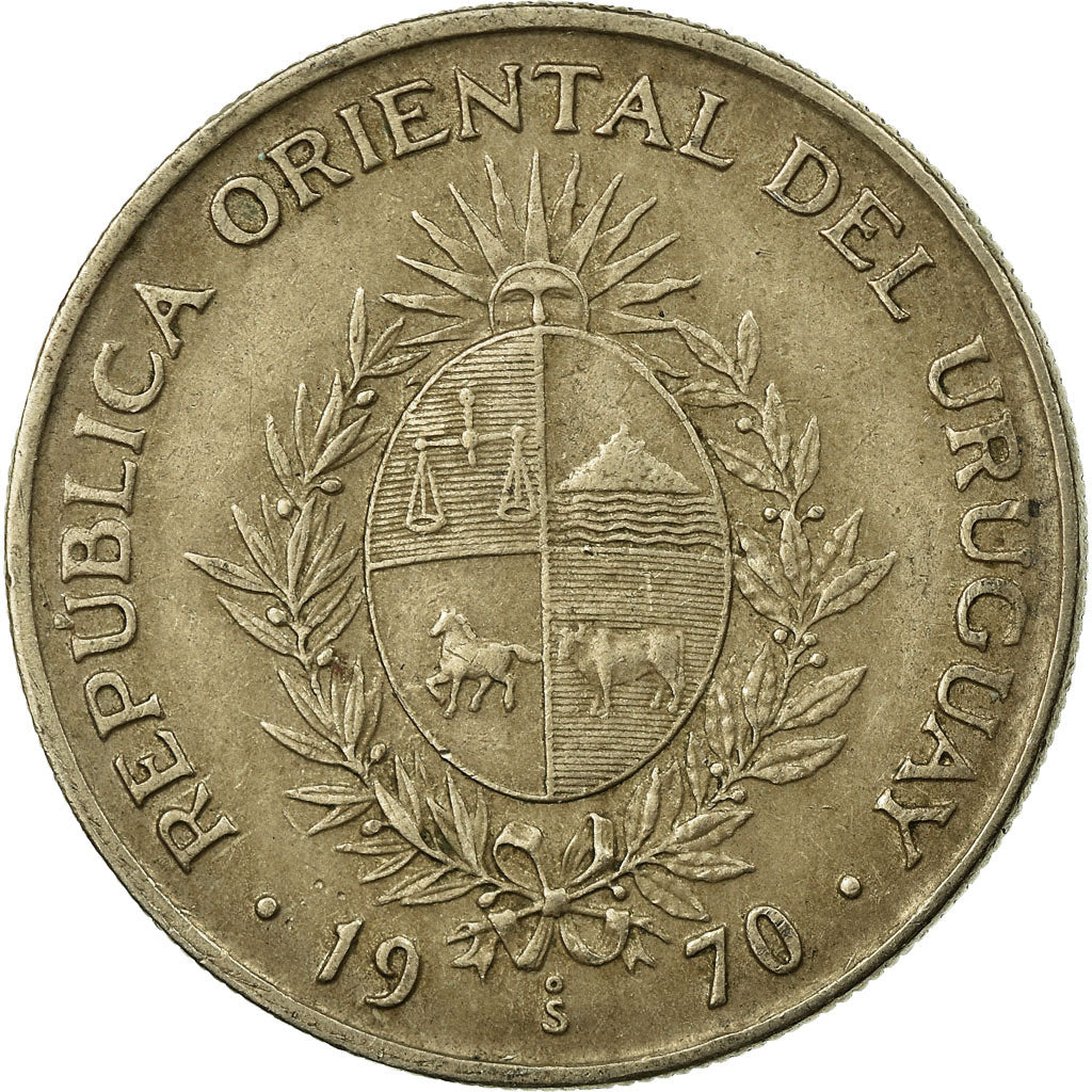 Moneda, Uruguay, 50 Pesos, 1970, Santiago, MBC, Cobre - níquel - cinc, KM:57