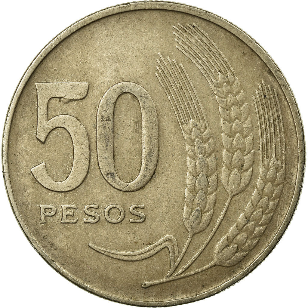 Moneda, Uruguay, 50 Pesos, 1970, Santiago, MBC, Cobre - níquel - cinc, KM:57